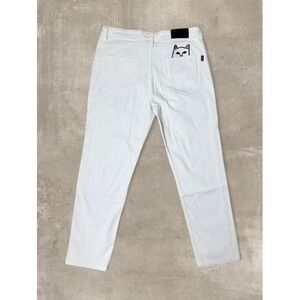 RIPNDIP White Cropped Stretch Pants Mens 30 Lord Nermal Graphic